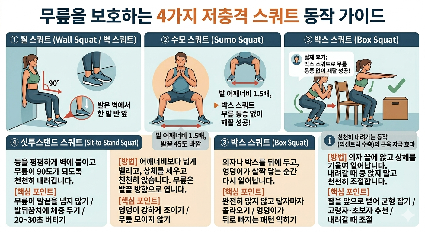 무릎을 보호하는 4가지 저충격 스쿼트 동작가이드
