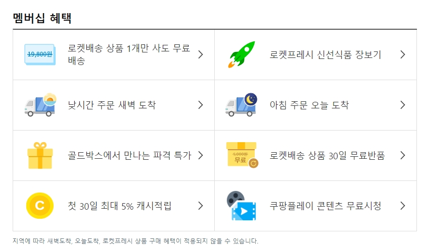 와우 멤버십 주요 혜택 리스트
