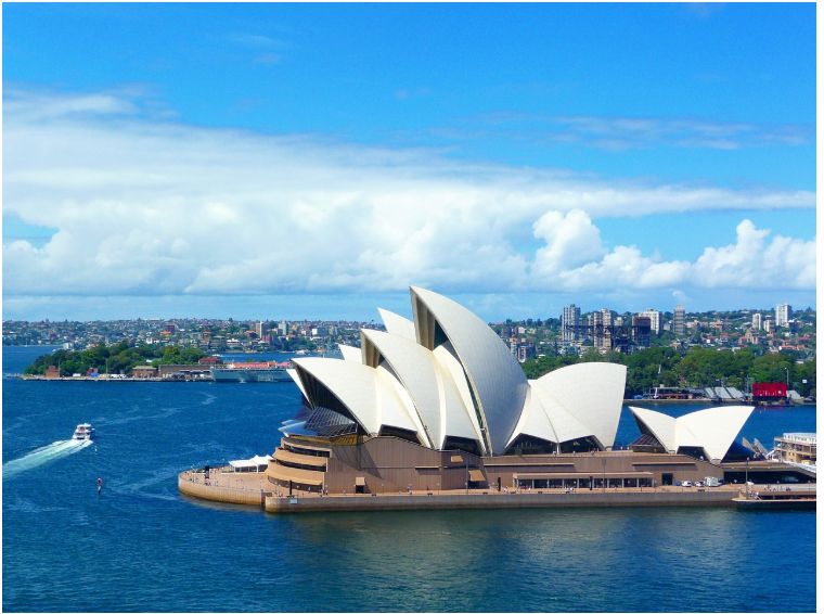 호주 오페라하우스 건물 항구 사진