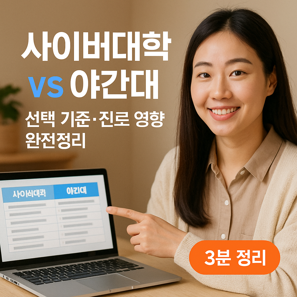 [2025 기준] 사이버대학 vs 야간대 ｜ 선택 기준&middot;진로 영향 완전정리