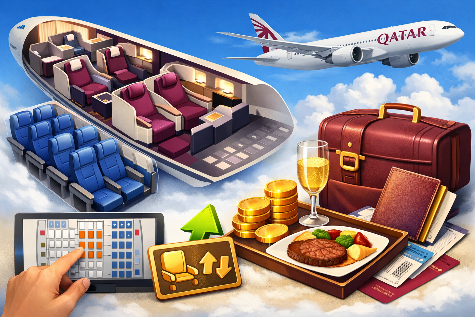 카타르항공 좌석배치도 확인방법부터 업그레이드 비용까지|좌석 선택 꿀팁 총정리 관련 사진
