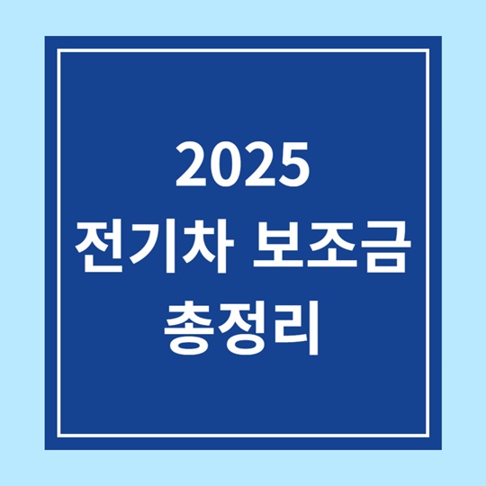 2025 전기차 보조금 총정리