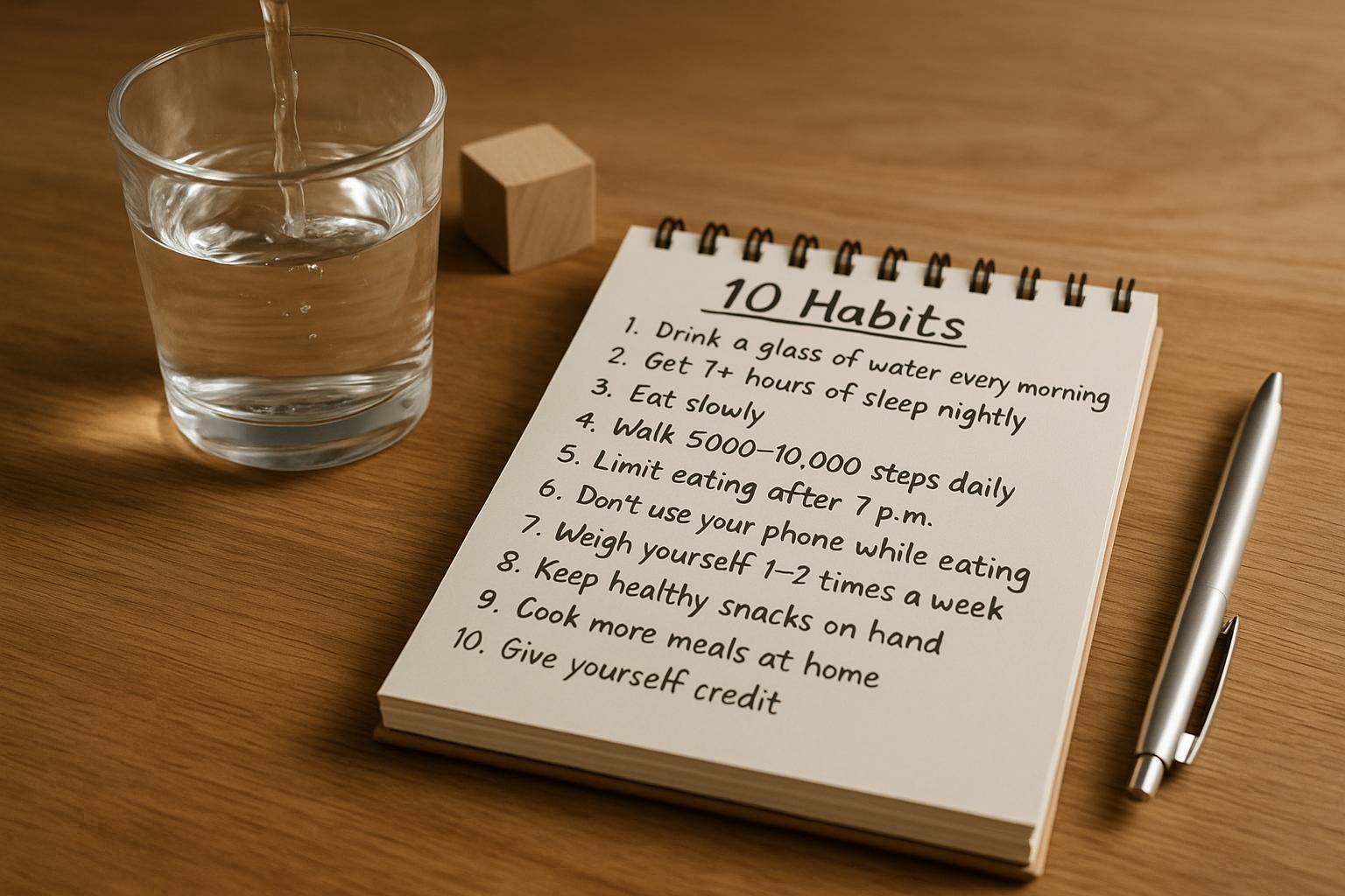 10가지 다이어트 습관이 적힌 노트