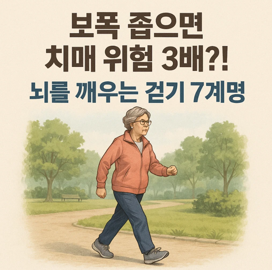 보폭 좁으면 치매 위험 3배?! 뇌를 깨우는 걷기 7계명 (보폭과 치매 관계, 전전두엽 자극, 이중 과제 효과, 걷기 자세 팁)