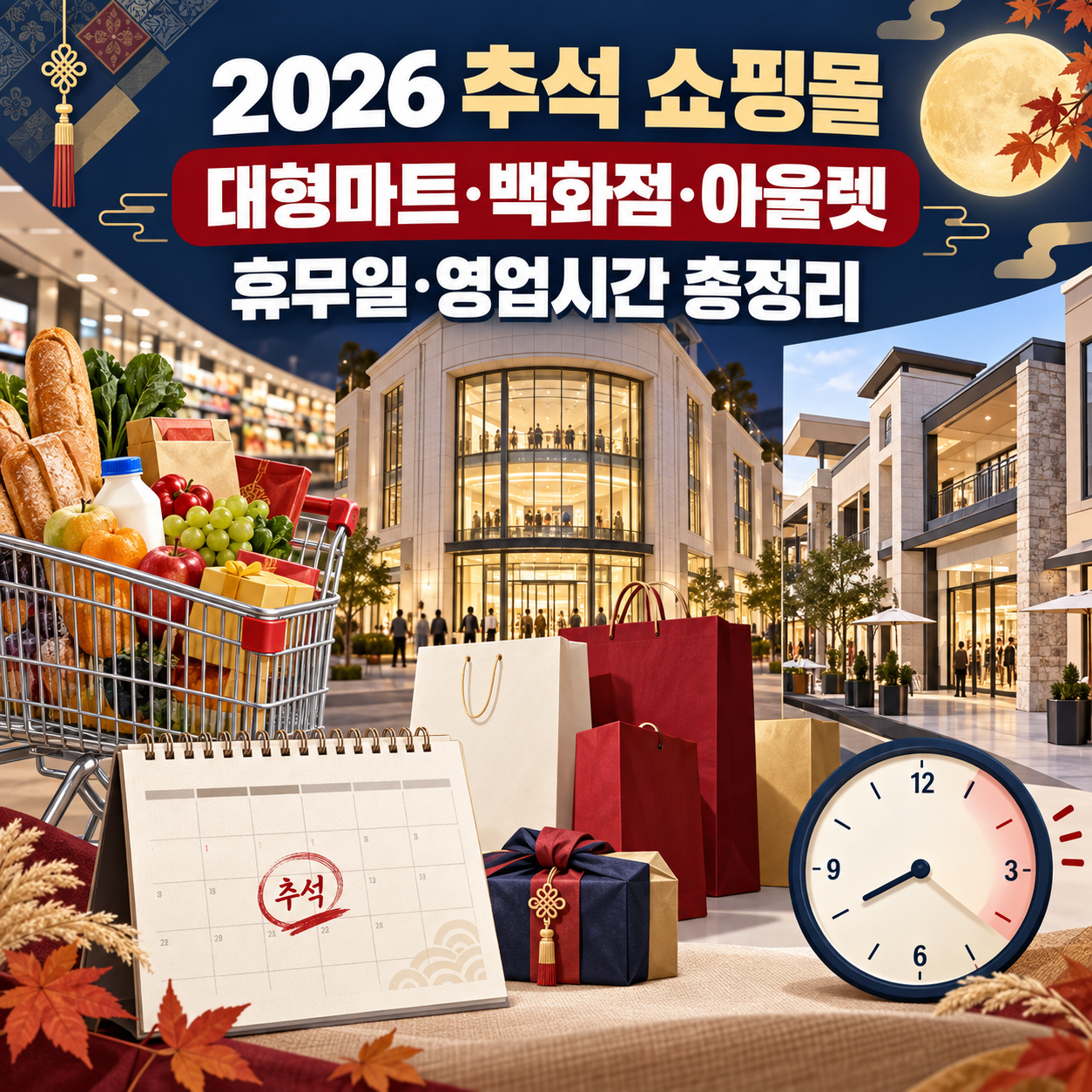 2026 추석 대형마트·백화점·아울렛 휴무일 - 당일 영업·단축시간 총정리