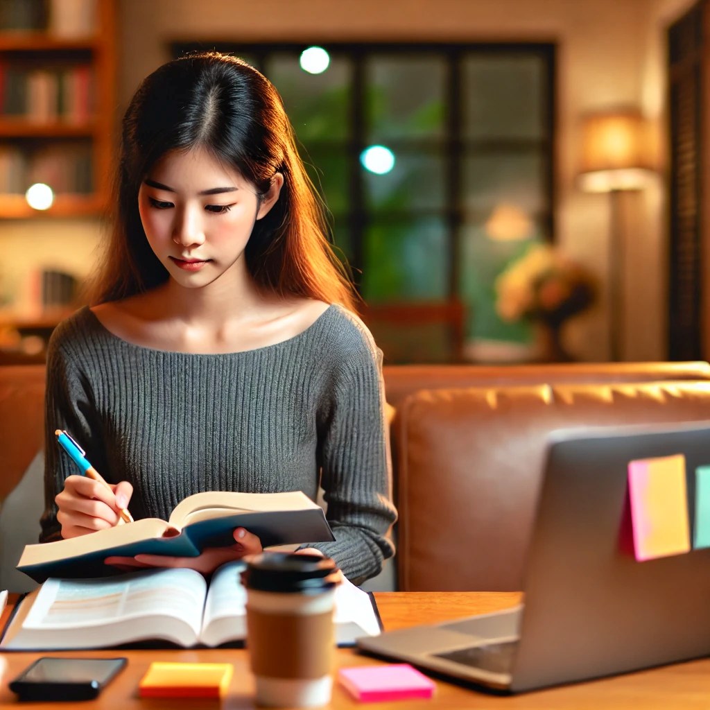 지텔프 공부중인 여자 대학생