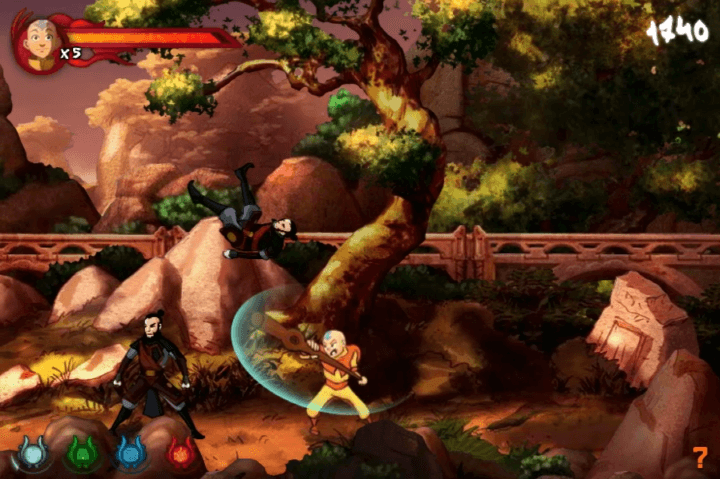 원소-무기를-휘둘러-적을-처치하는-화면