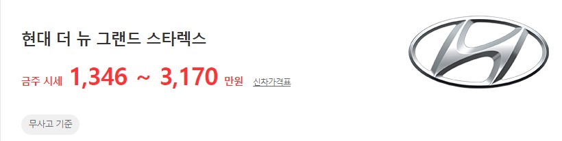 더 뉴 그랜드 스타렉스 중고차 무사고 기준 평균 시세