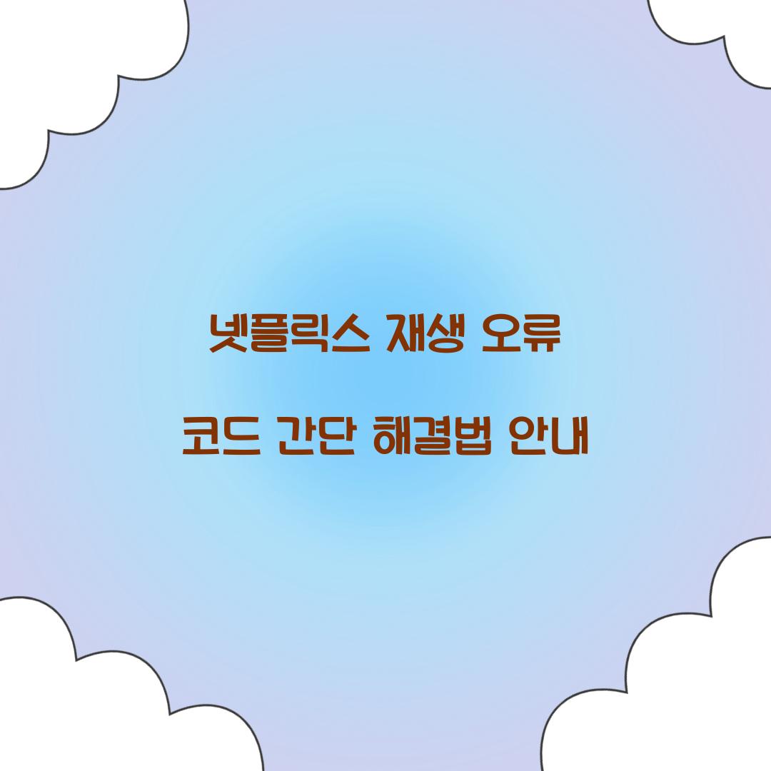 넷플릭스 재생 오류 코드