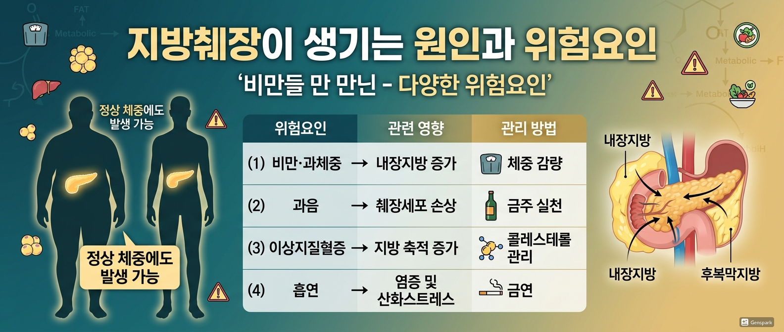 지방췌장이 생기는 원인과 위험요인
