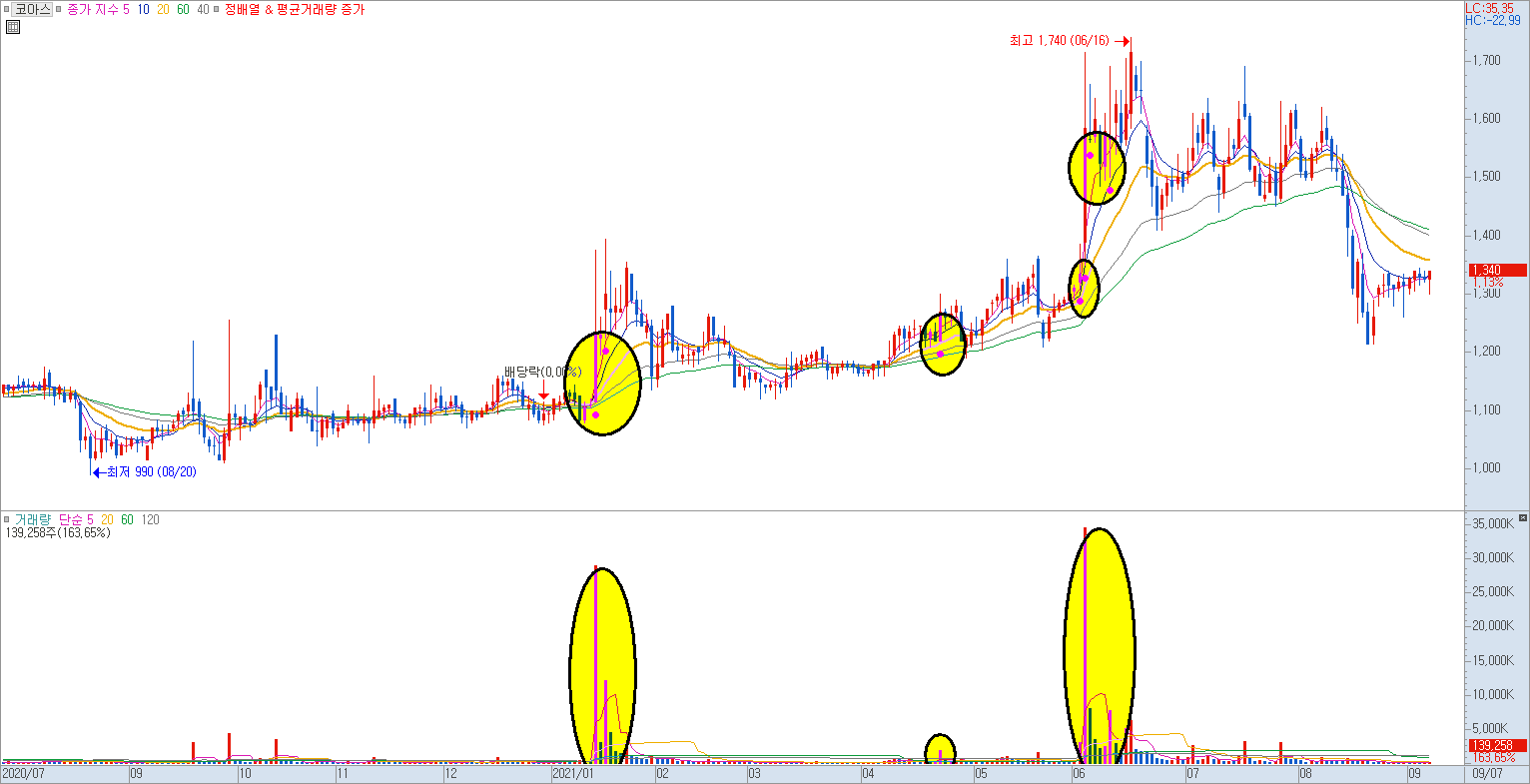 화살표 적용 차트 예시