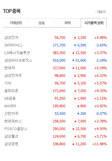 한국 증시에서 가장 큰 비중을 차지하는 삼성전자