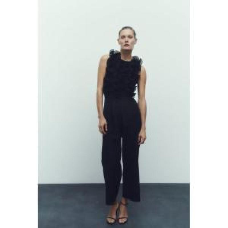 ZARA 플리츠 프릴 점프수트