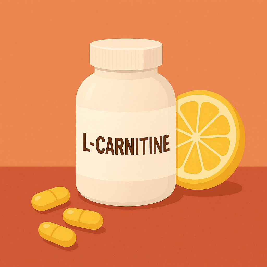 다이어트 보조제로서의 아미노산 L-카르니틴 제목 이미지 만화체 그림