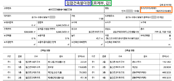 집합건물 전체 세대수 확인하기