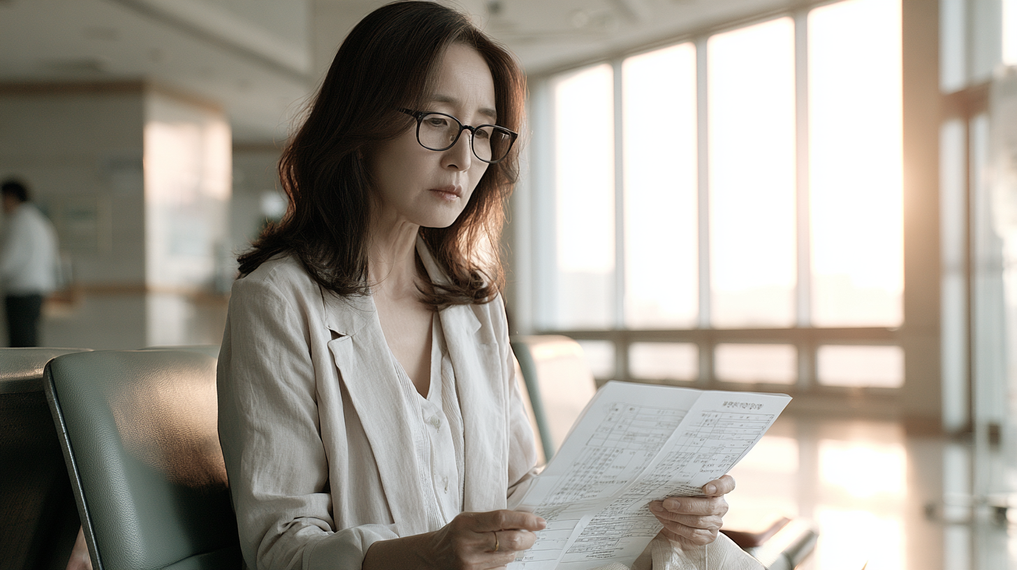 병원 영수증을 살피는 이미지