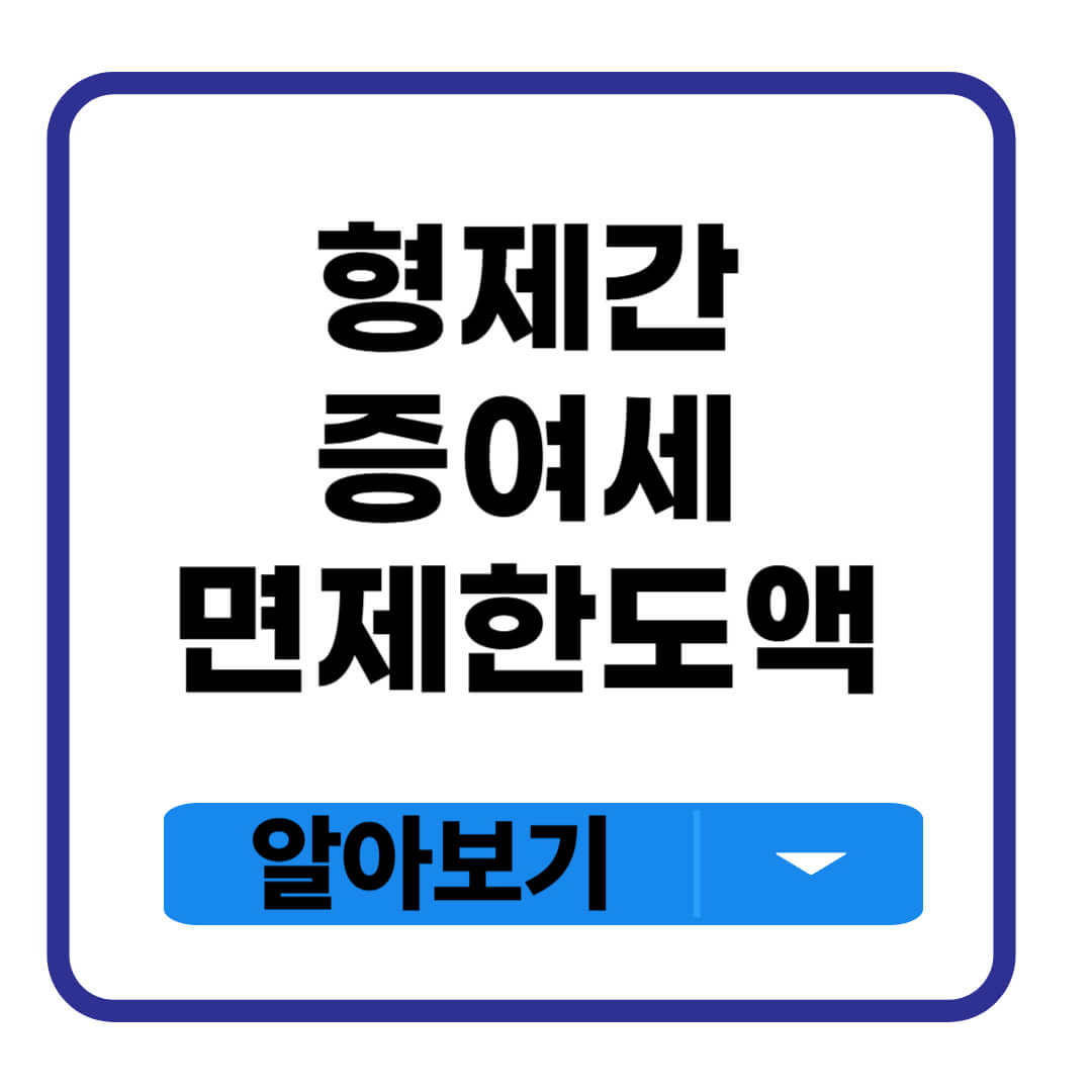 형제간 증여세 면제 한도액