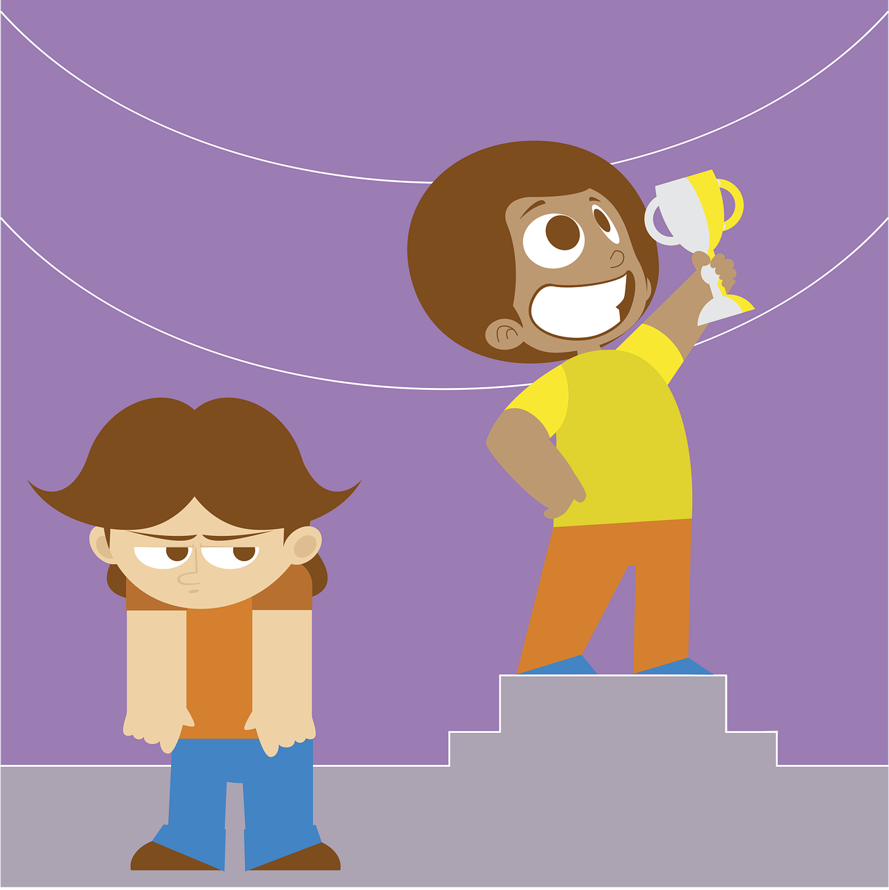 다른 사람과 비교하며 의기소침 하는 모습의 이미지