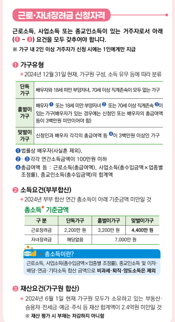 장려세제 안내 리플릿 중 일부