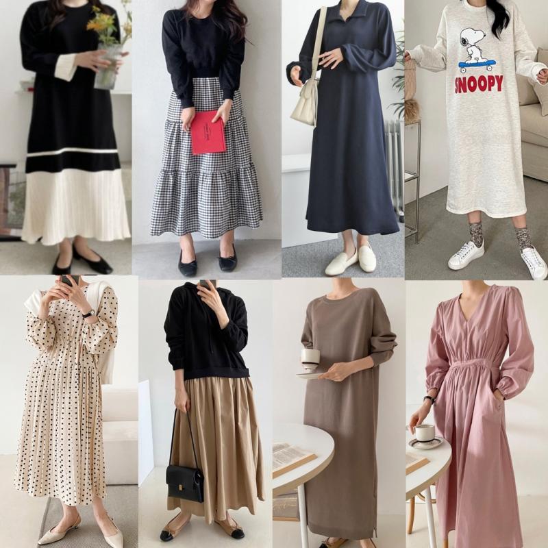 겨울 원피스 빅사이즈 봄 여름 하객 기모 니트 롱원피스 홈 후드 맨투맨 77 맘룩