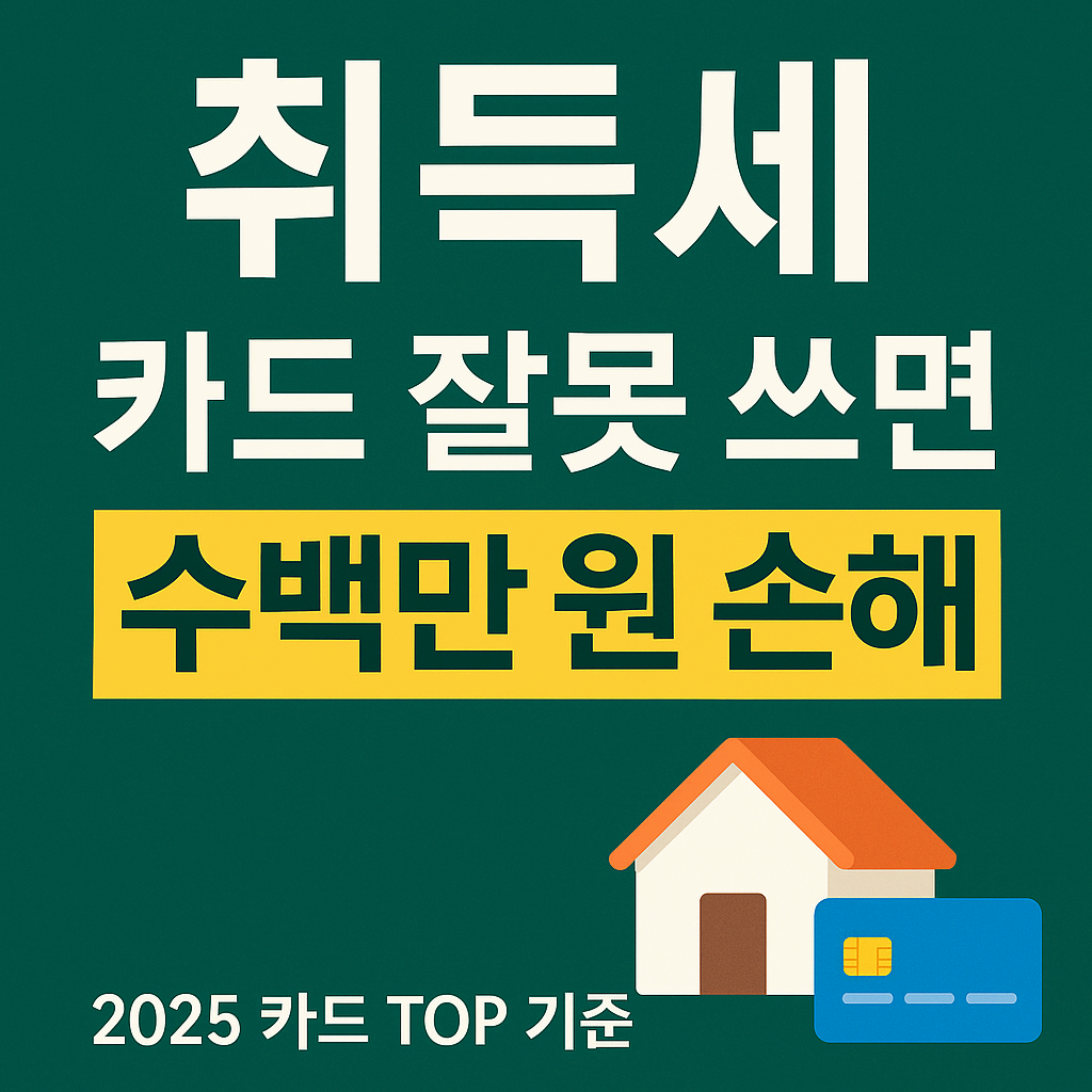 취득세
카드 잘못 쓰면
수백만 원 손해
2025 카드 TOP 기준