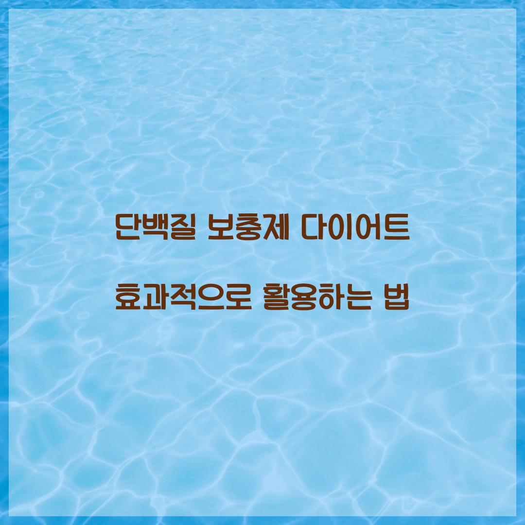 단백질 보충제 다이어트