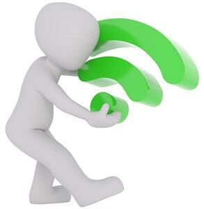 사용자가 WiFi 아이콘을 앉고 있는 이미지
