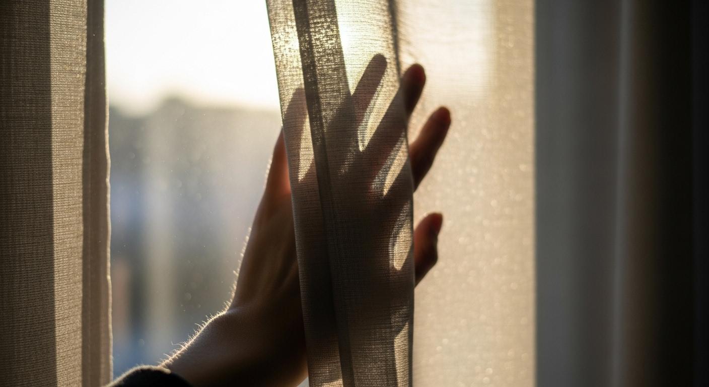 커튼 너머로 부스럭거리는