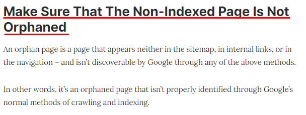 인덱싱되지 않은 페이지가 고아 페이지가 아닌지 확인 이미지