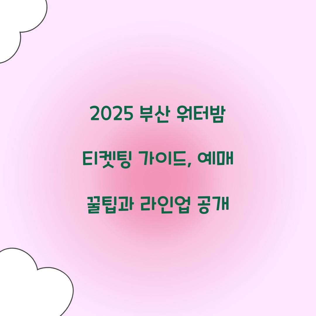 2025 부산 워터밤 티켓팅