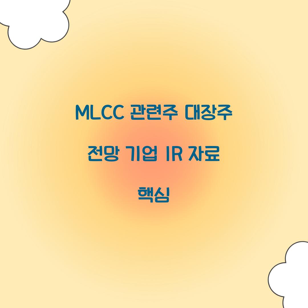MLCC 관련주 대장주 전망 기업 IR 자료 핵심