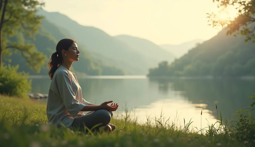 조용한 곳에서 명상을 하는 여자