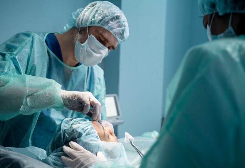 백내장 수술 중인 의사