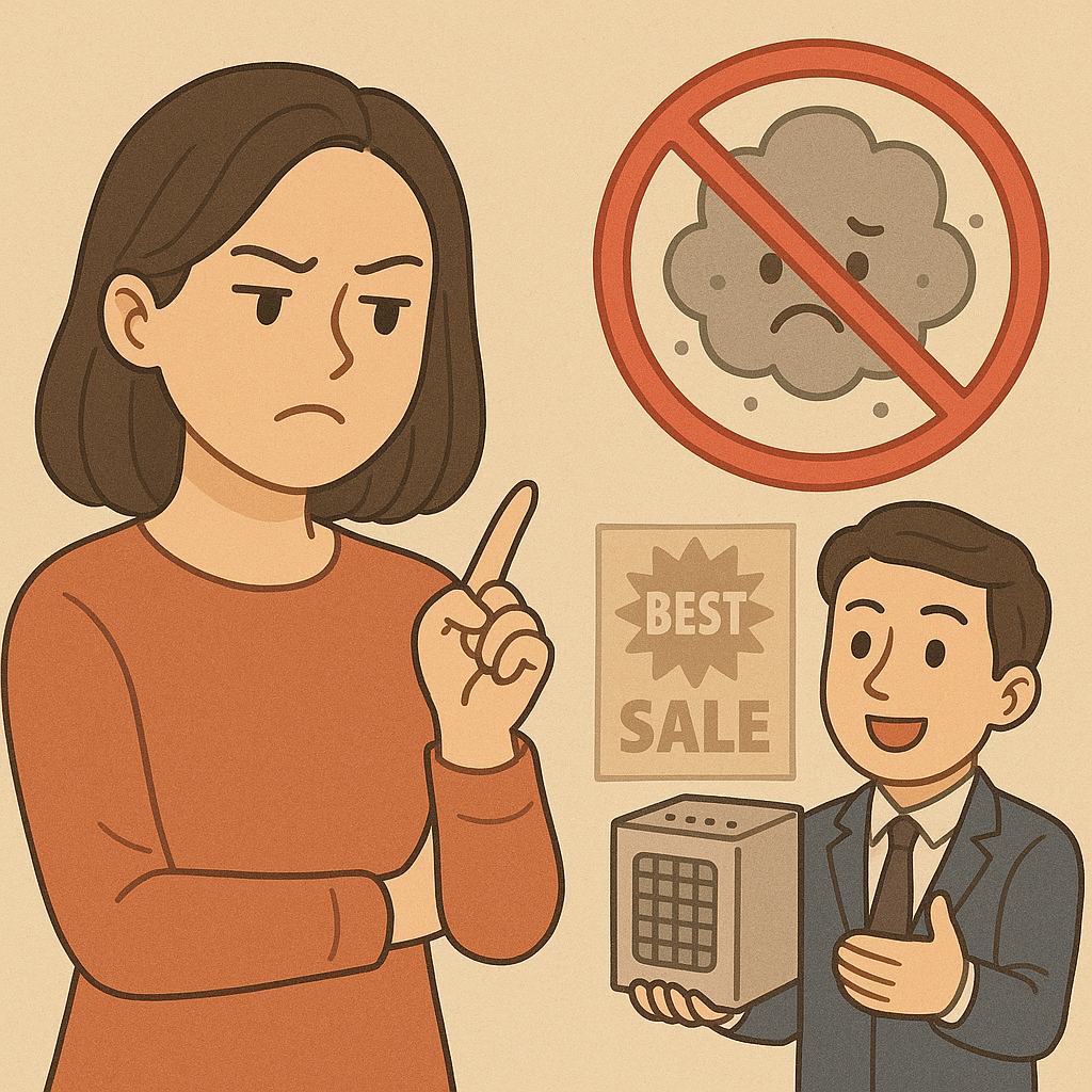 초미세먼지 마케팅에 속지 않는 여성의 모습