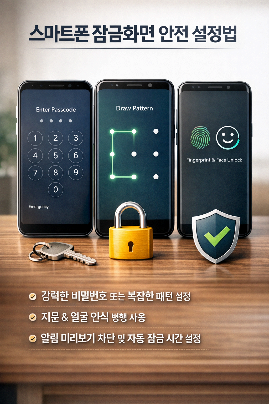 스마트폰 잠금화면(비밀번호&middot;패턴&middot;생체) 안전하게 설정하는 법