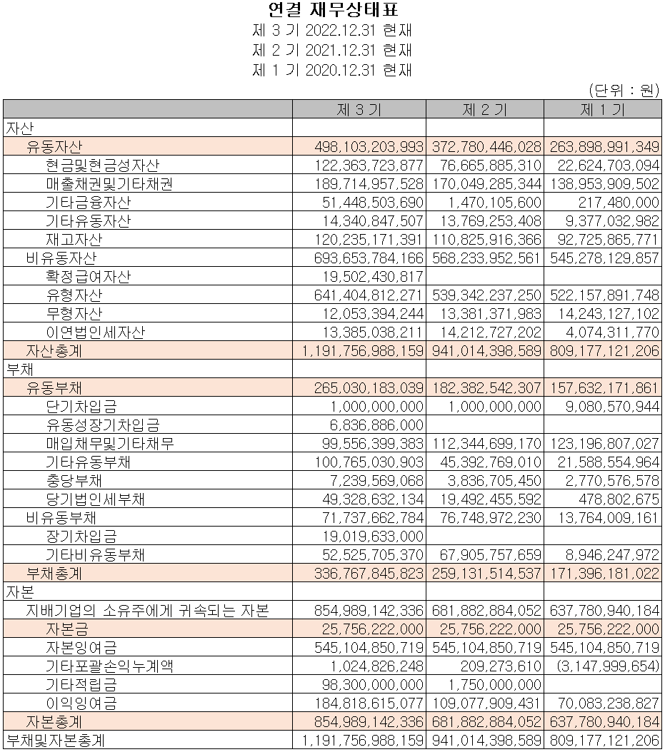 대덕전자 - 재무상태표