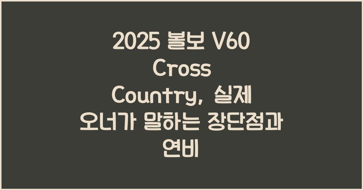 2025 볼보 V60 Cross Country 시승기 제원 연비 장단점 유지비 오너평가