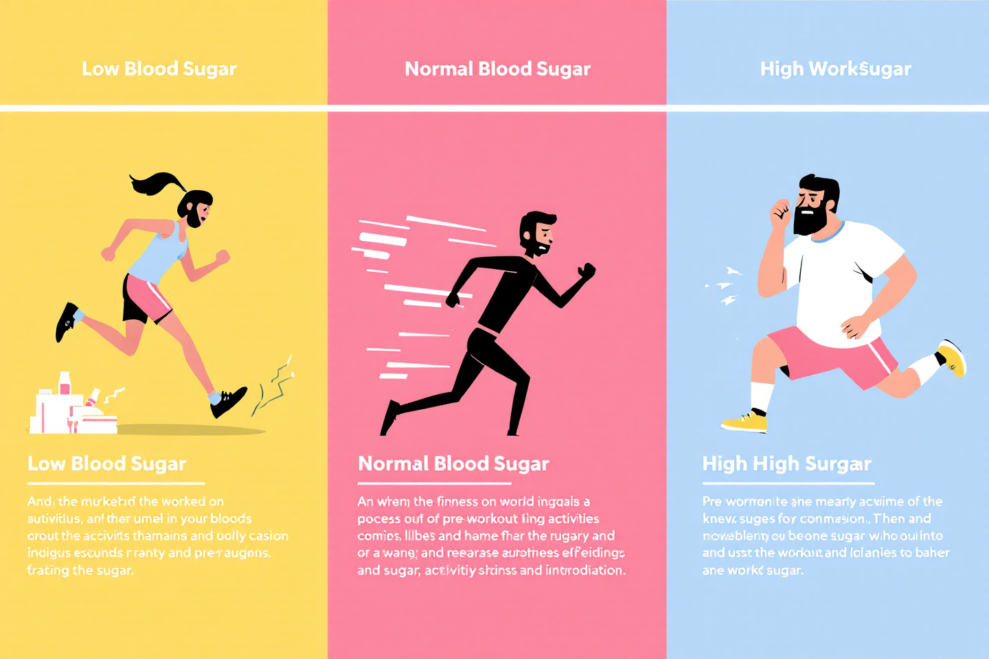 "혈당 수치에 따른 운동 전 행동 가이드를 요약한 인포그래픽"