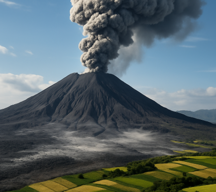토양자원의 거름이 되는 동시에 위협이 되는 화산의 모습