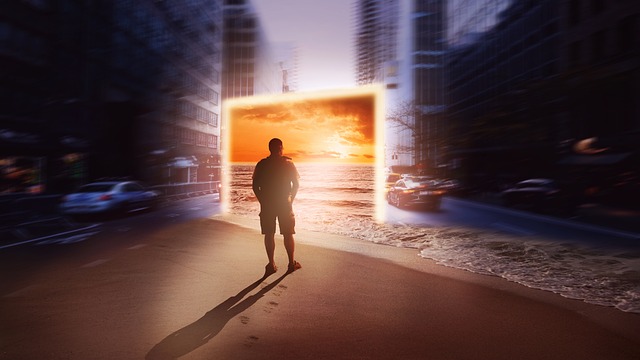 꿈과 희망을 보고 달려가는 사람 사진