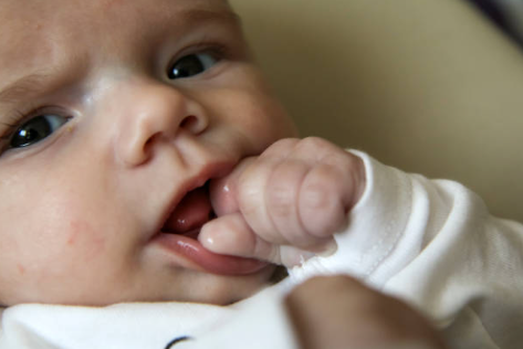 아기 손 빠는 행동