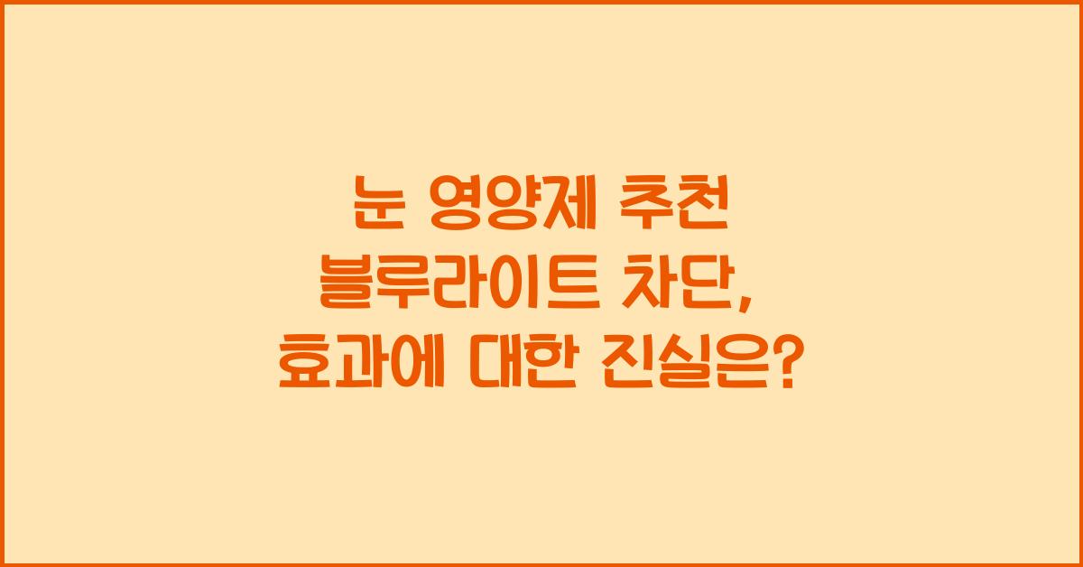 눈 영양제 추천 블루라이트 차단