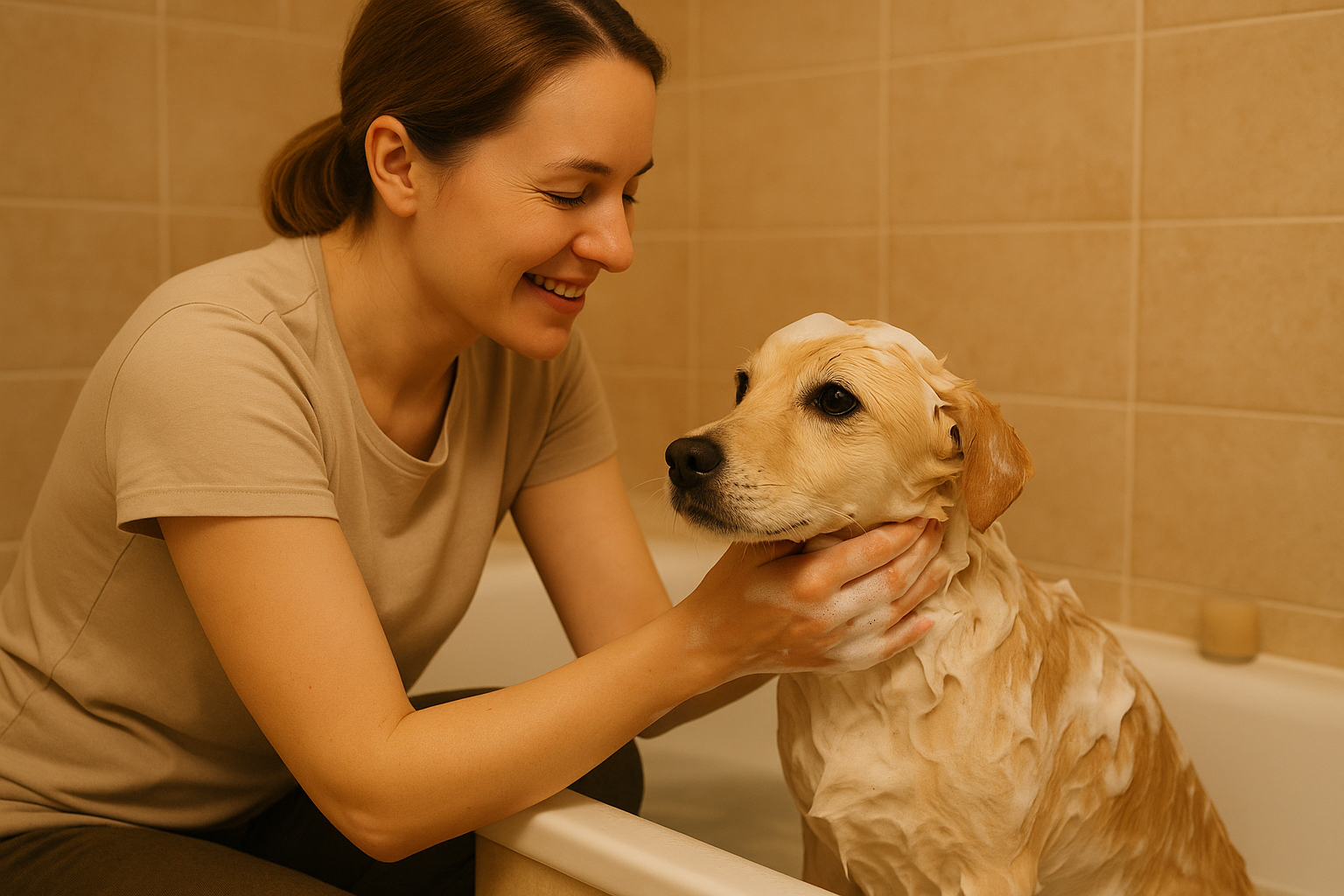 목욕하는 강아지 이미지