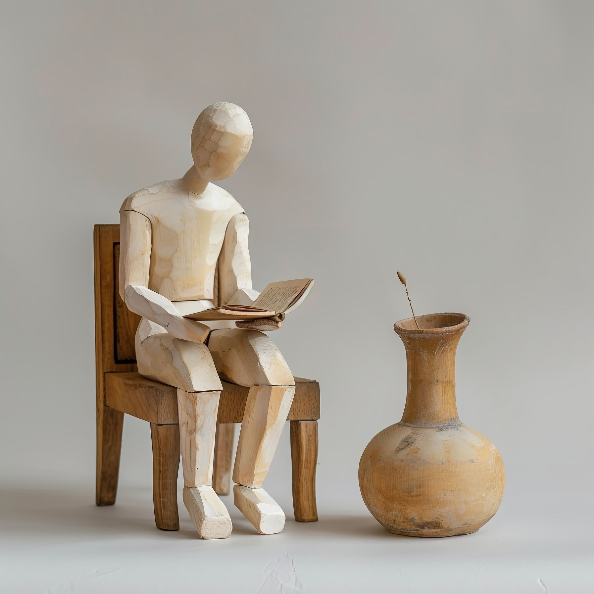 생각하는 나무조각상 사장님.