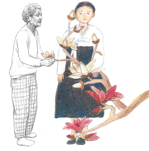 위안부 할머니들의 이야기를 담은 못다핀꽃의 제목이기도 한 김순덕 할머니의그림
