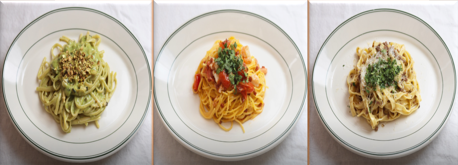 파스타-종류들:-봉골레,-초리초-새우-파스타,-화이트-라구