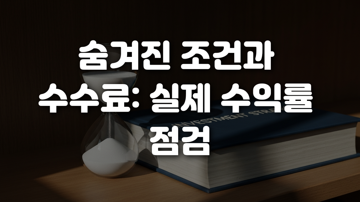 숨겨진 조건과 수수료 실제 수익률 점검