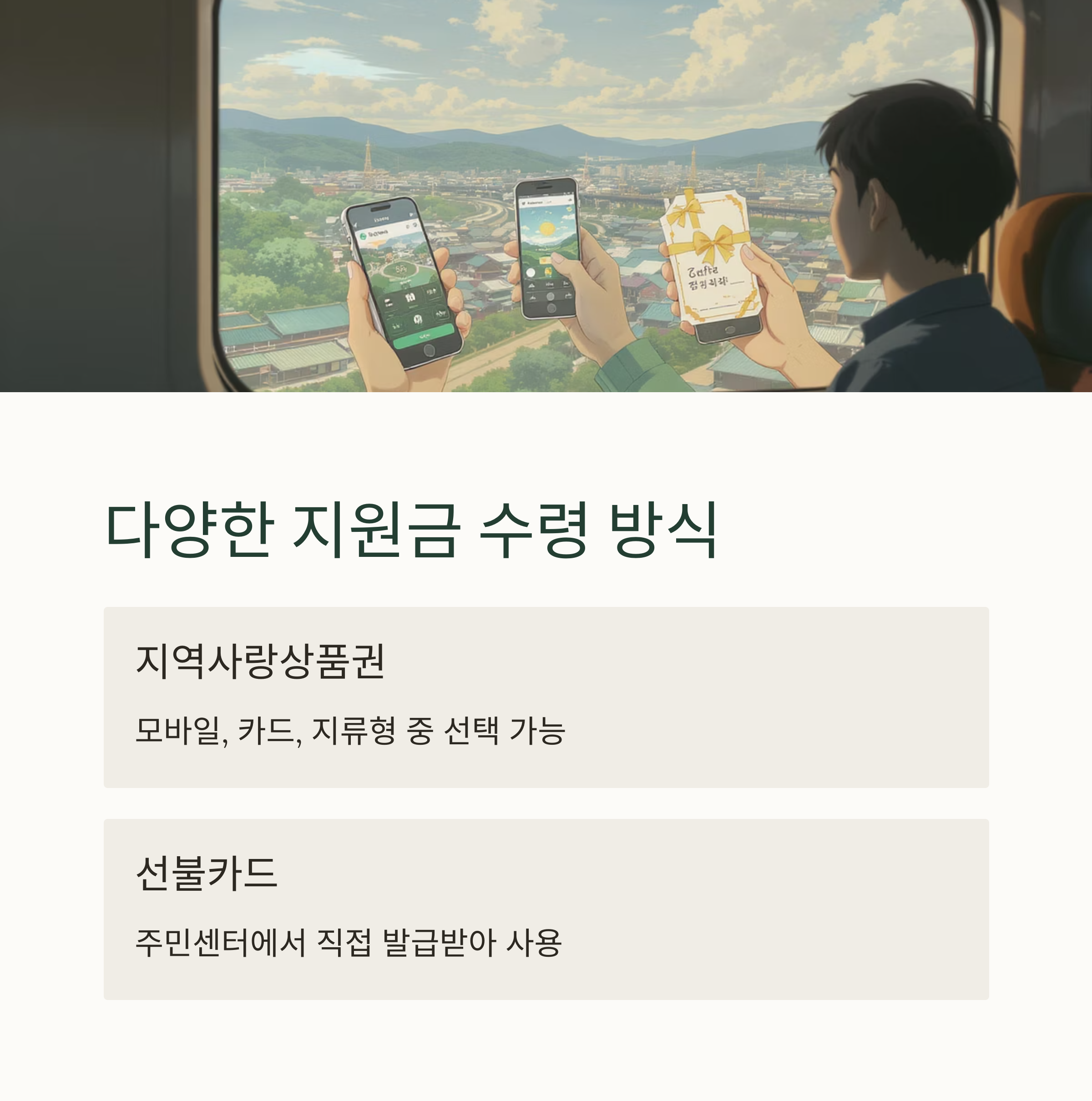 다양한 지원금 수령방식