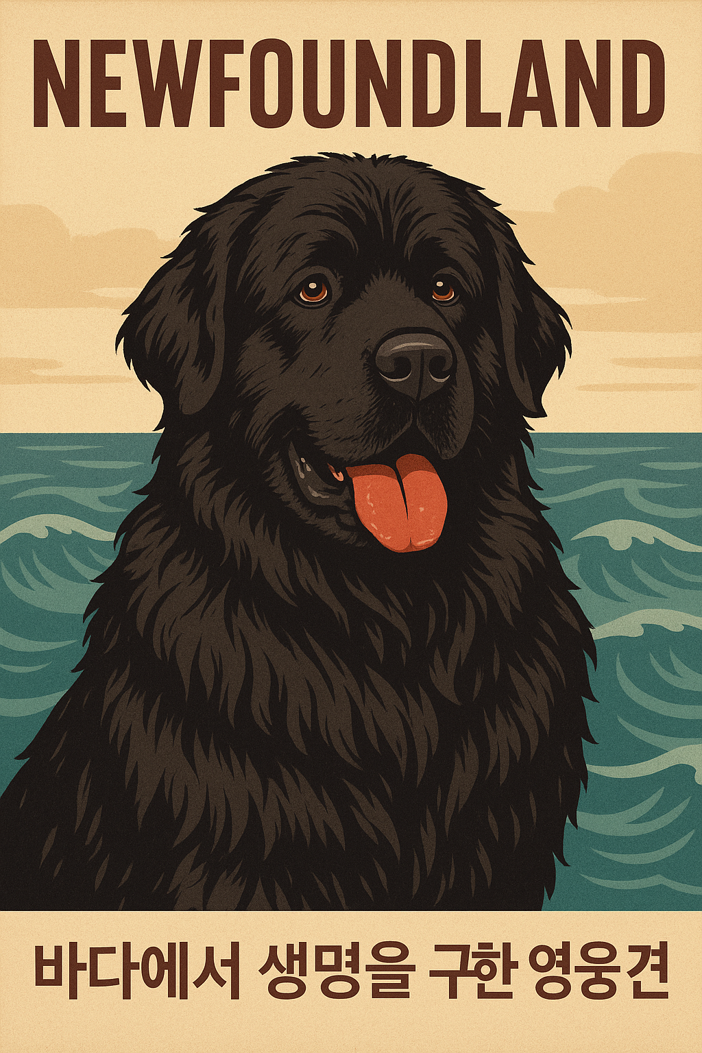 카나다 뉴펀들랜드 이미지 – 바다에서 생명을 구한 영웅견