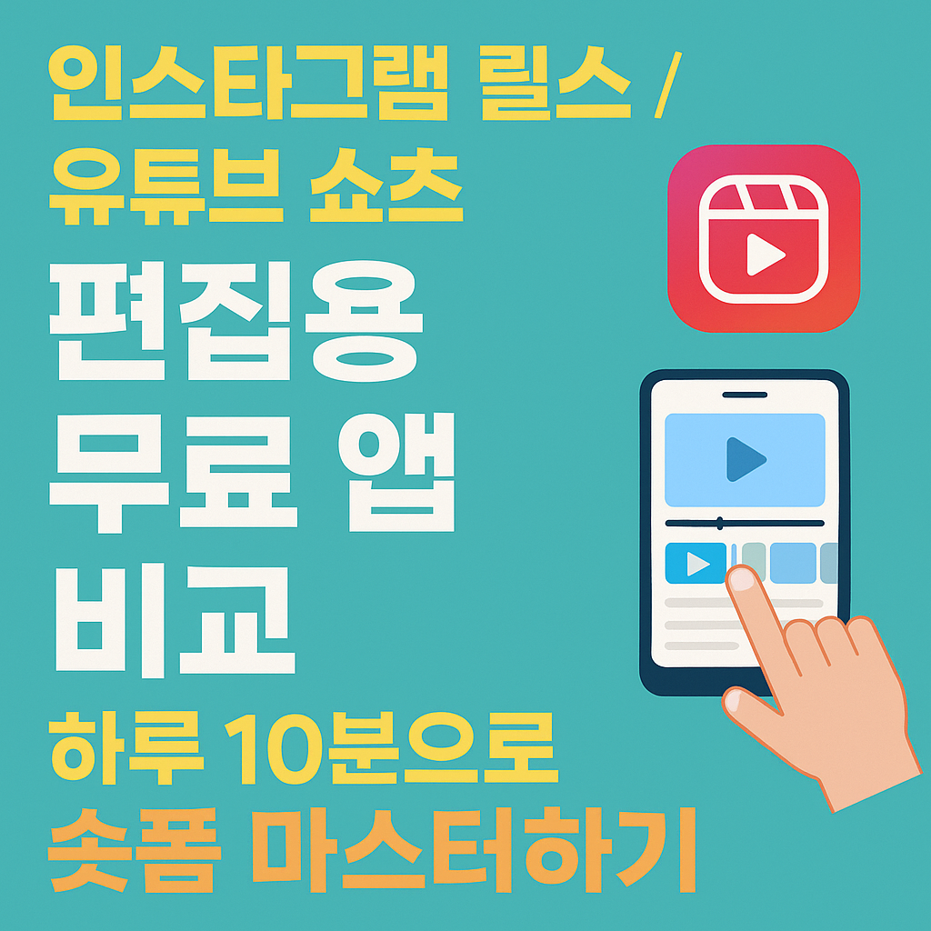 인스타그램 릴스 유튜브 쇼츠편집용 무료 앱 비교 이미지